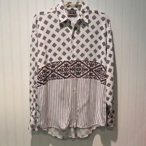 Forenza 80’s Women’s Geometric Black and Brown Shirt Size M